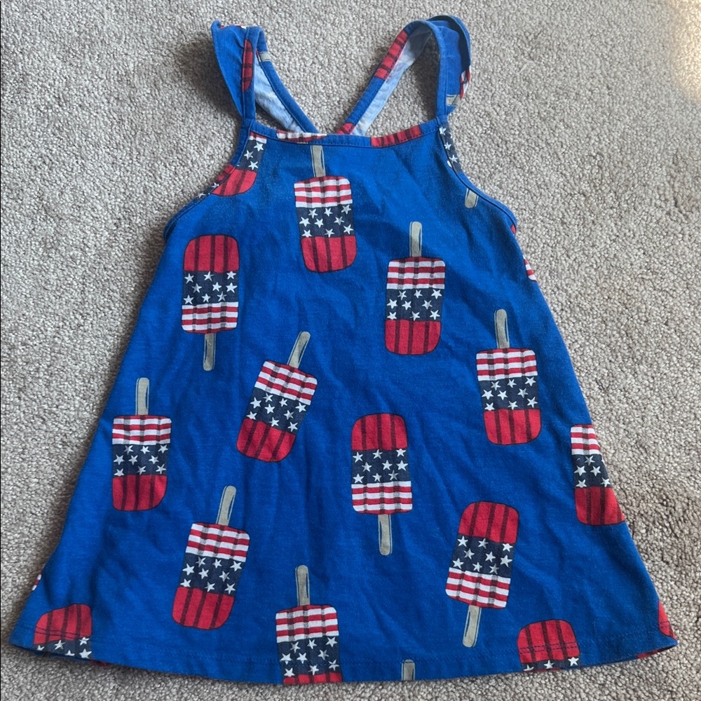 2t Thereabouts Ruffle strap Blue American Flag Popsicle Print Dress 🇺🇸